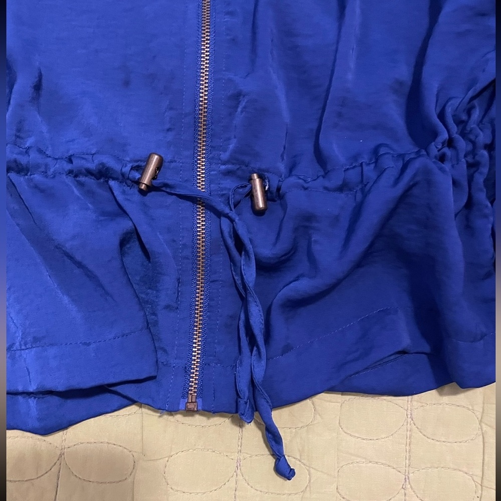 Ruby Rd. Blue Lightweight zip-up jacket with adjustable drawstring pull @ waist - Picture 9 of 15